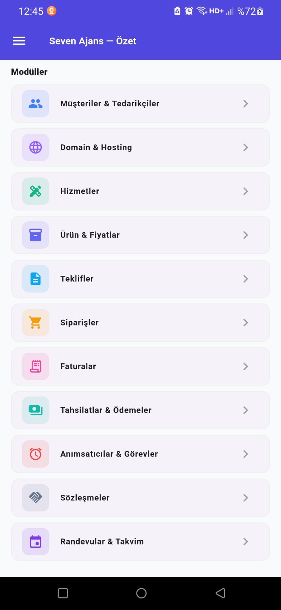 Domain ve hosting yönetim modülleri